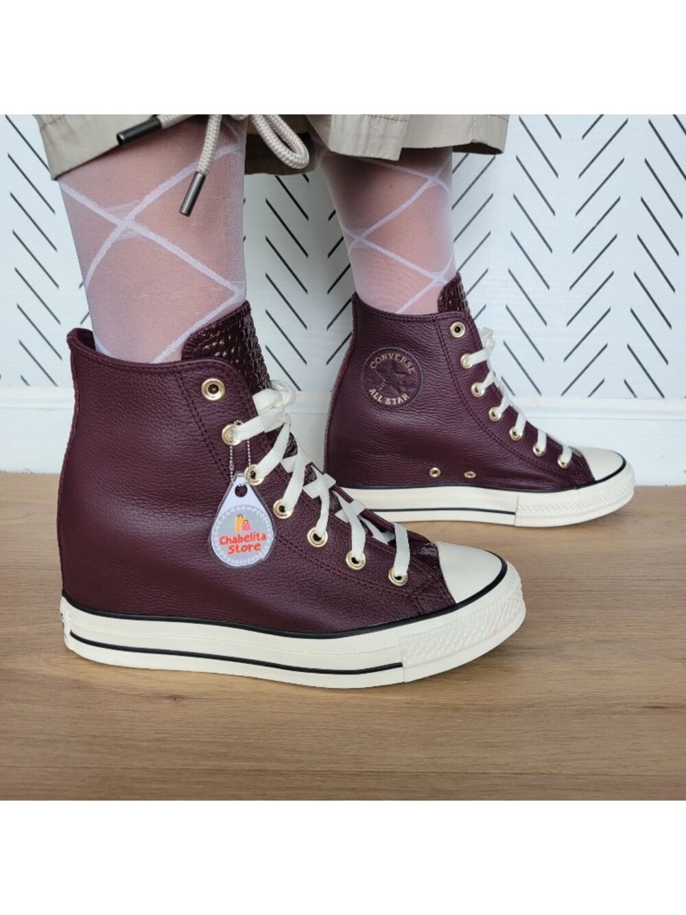 ✨Converse Chuck Taylor All Star Wedge Leather Sz 8 Womens Shoes Burgundy A12349C